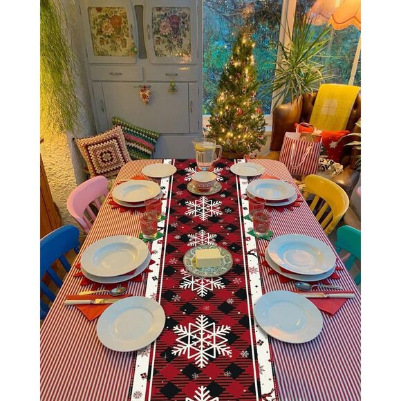 Christmas Table Runner 72 Inches Long Buffalo Plaid - Picture 6 of 6